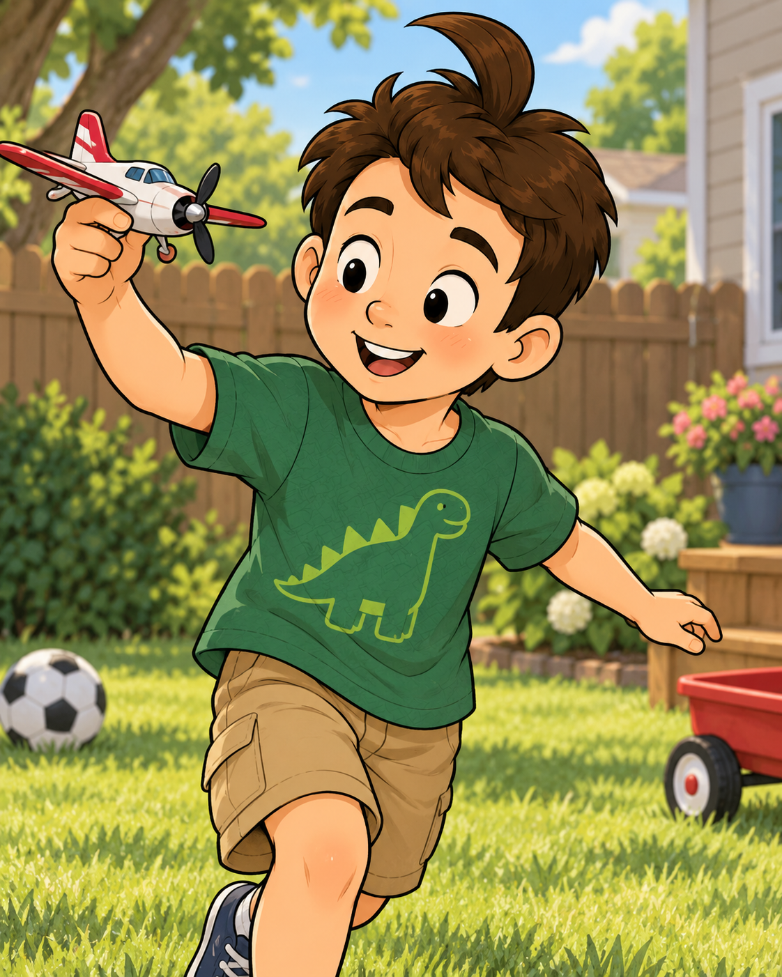 Jonah playing outside in the yard